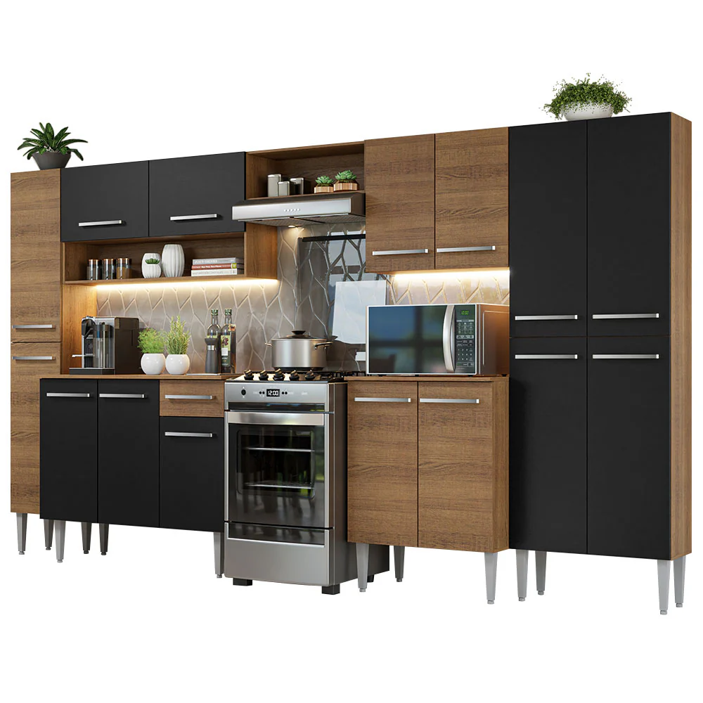 Combo completo de Cocina 325cm Emilly Madesa 02 - Marrón/Negro - Image 3