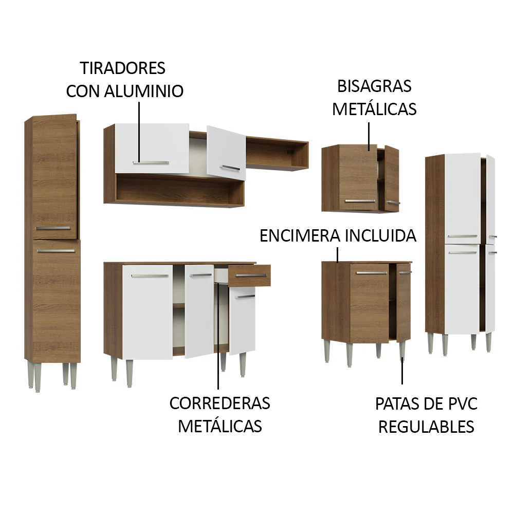 Combo completo de Cocina 325cm Marrón/Blanco Emilly Madesa 02 - Image 4