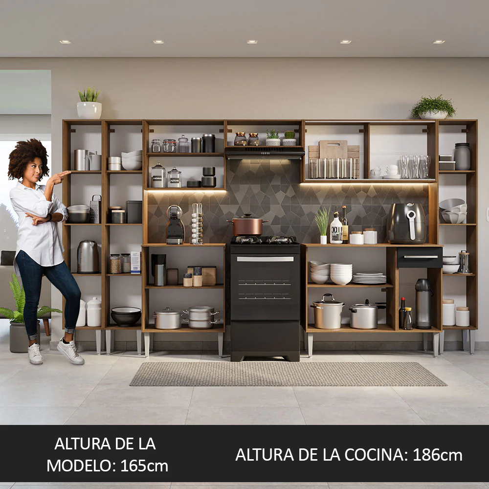 Combo completo de Cocina 325cm Marrón/Negro Emilly Madesa 03 - Image 5