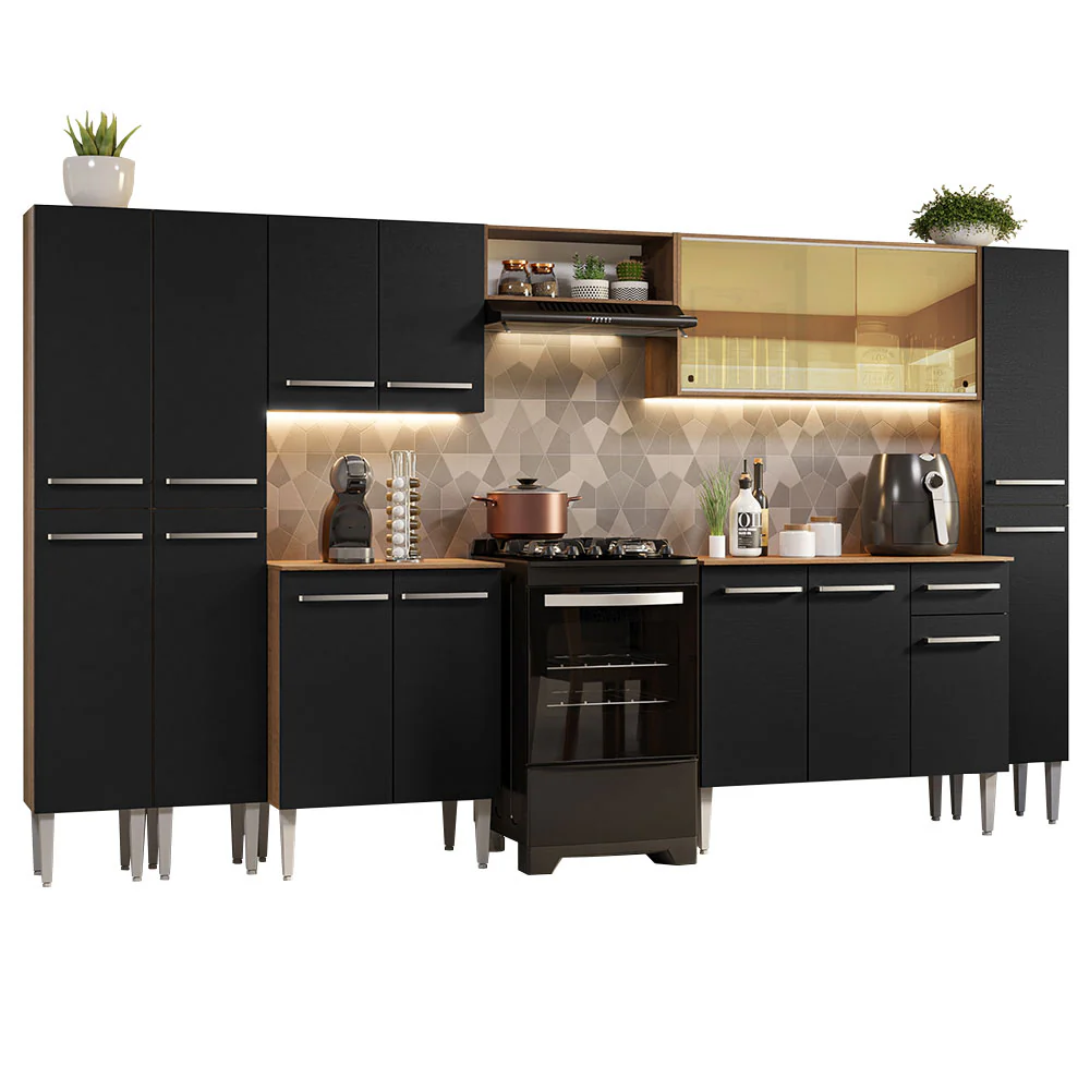 Combo completo de Cocina 325cm Marrón/Negro Emilly Madesa 04 - Image 3