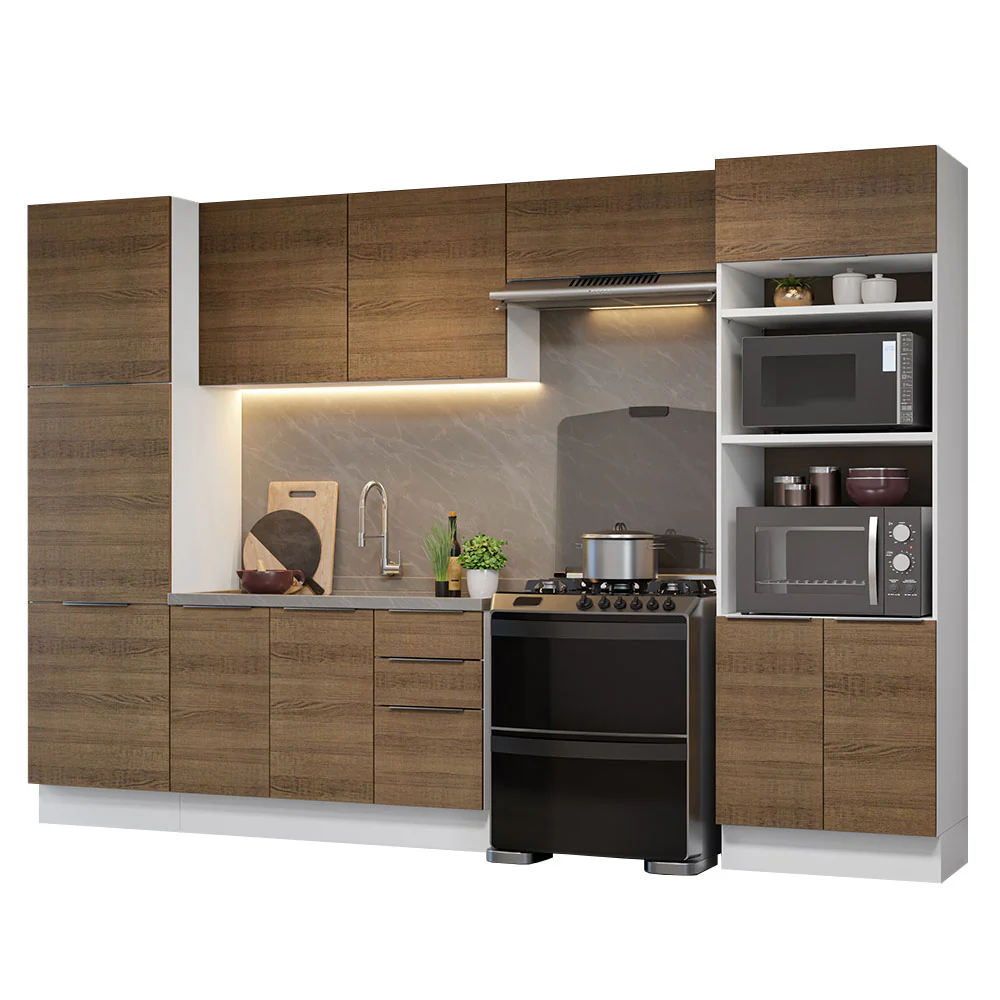 Combo Completo de Cocina 330 cm Blanco/Marrón Stella Madesa 02 - Image 3