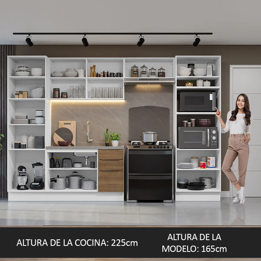 Combo Completo de Cocina 330 cm Blanco/Marrón Stella Madesa 02 - Image 5