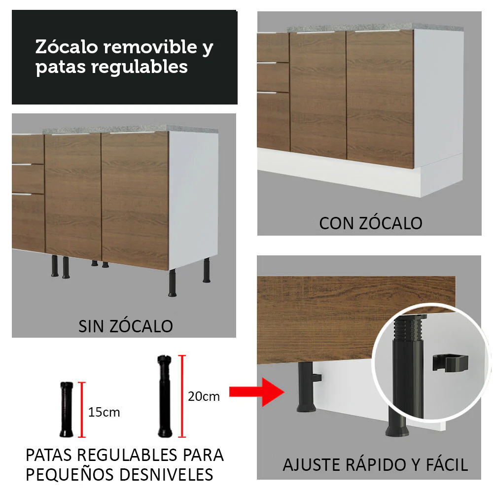 Combo Completo de Cocina 330 cm Blanco/Marrón Stella Madesa 03 - Image 10