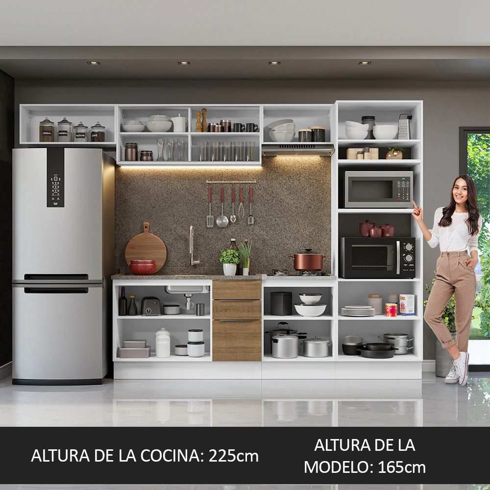 Combo Completo de Cocina 330 cm Blanco/Marrón Stella Madesa 04 - Image 5
