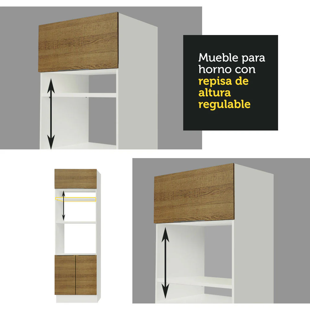 Combo Completo de Cocina 330 cm Blanco/Marrón Stella Madesa 05 - Image 9