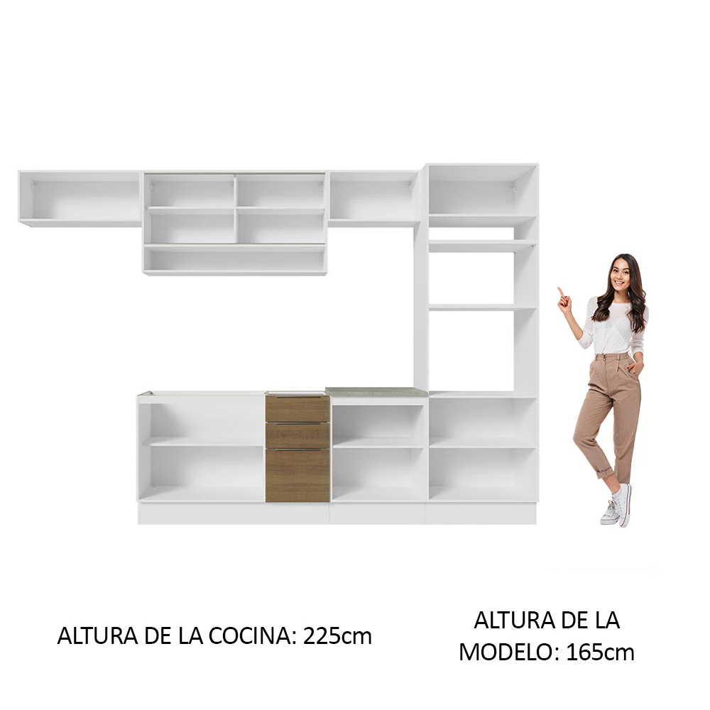 Combo Completo de Cocina 330 cm Blanco/Marrón Stella Madesa 06 - Image 5