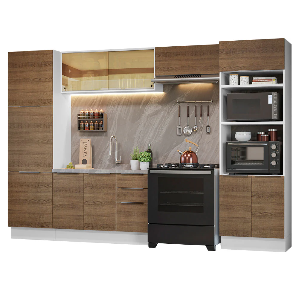 Combo Completo de Cocina 330 cm Blanco/Marrón Stella Madesa 07 - Image 3