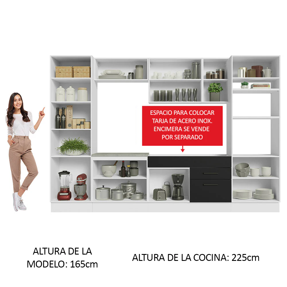 Combo Completo de Cocina 330 cm Blanco/Negro Agata Madesa 02 - Image 5