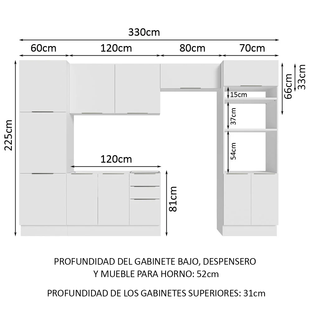Combo Completo de Cocina 330 cm Blanco Stella Madesa 02 - Image 2