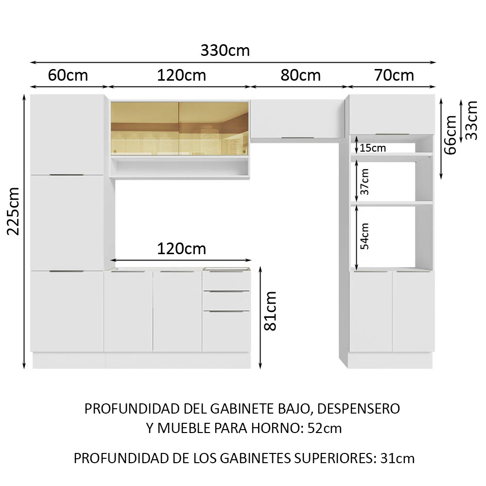 Combo Completo de Cocina 330 cm Blanco Stella Madesa 03 - Image 2