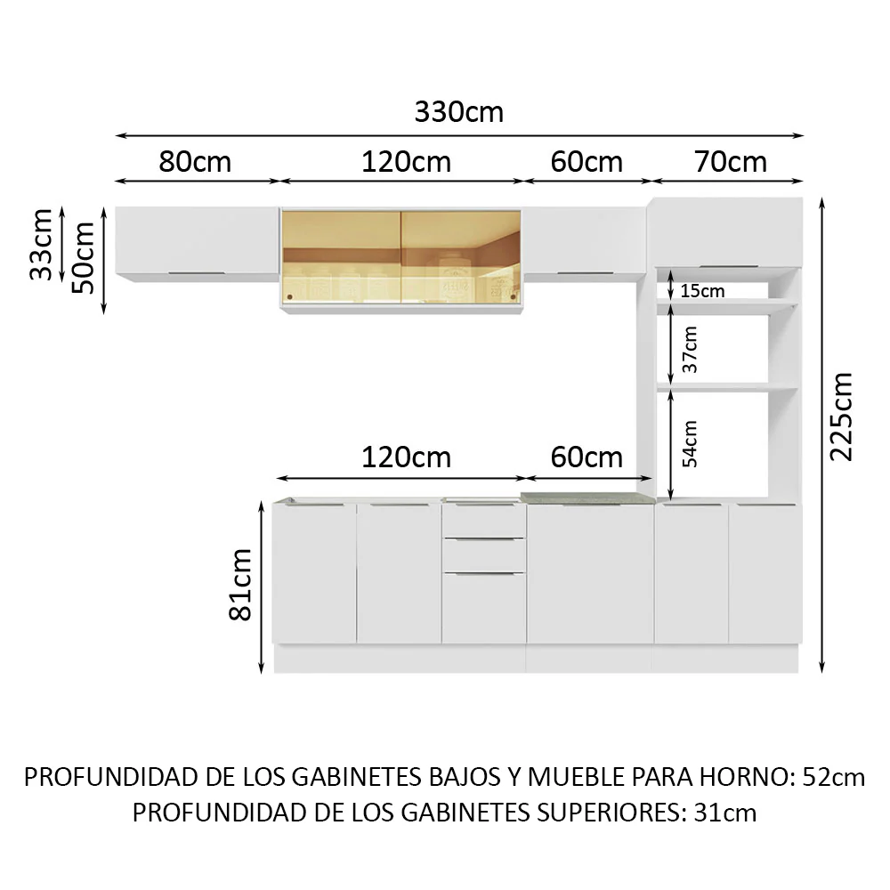 Combo Completo de Cocina 330 cm Blanco Stella Madesa 04 - Image 2