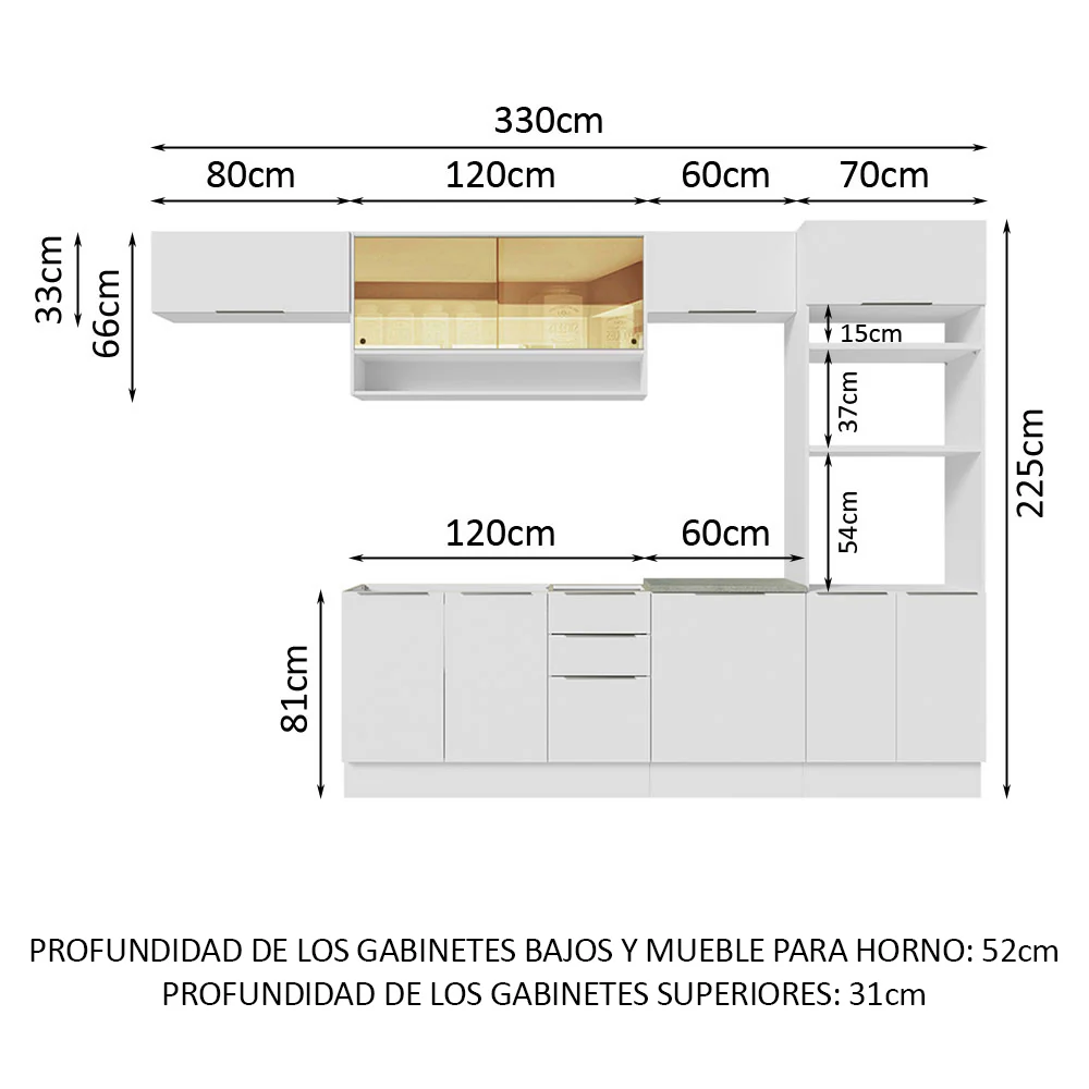 Combo Completo de Cocina 330 cm Blanco Stella Madesa 06 - Image 2