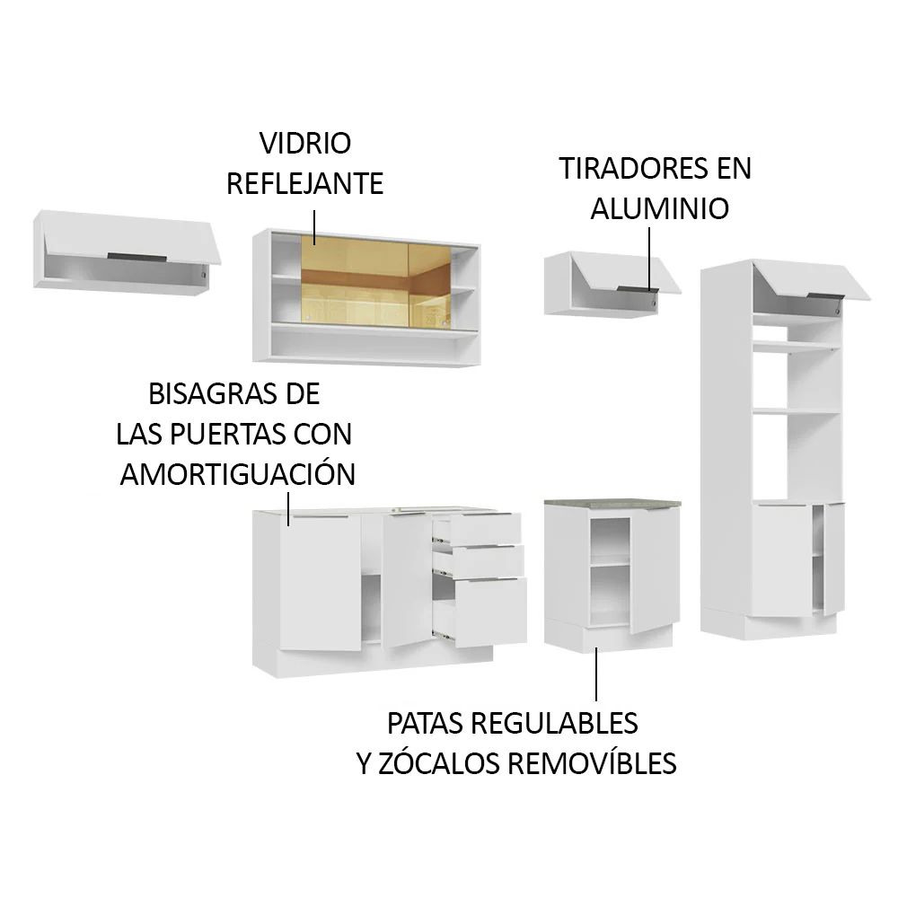 Combo Completo de Cocina 330 cm Blanco Stella Madesa 06 - Image 4