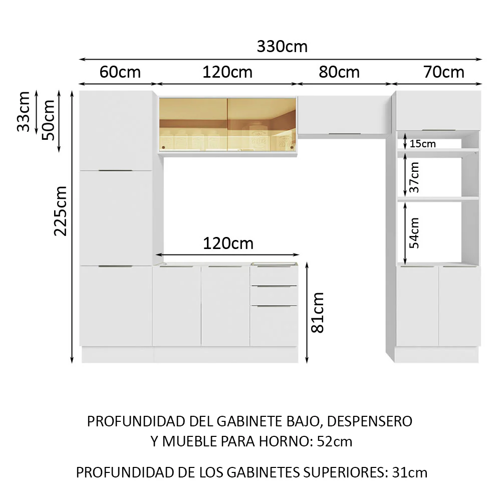 Combo Completo de Cocina 330 cm Blanco Stella Madesa 07 - Image 2
