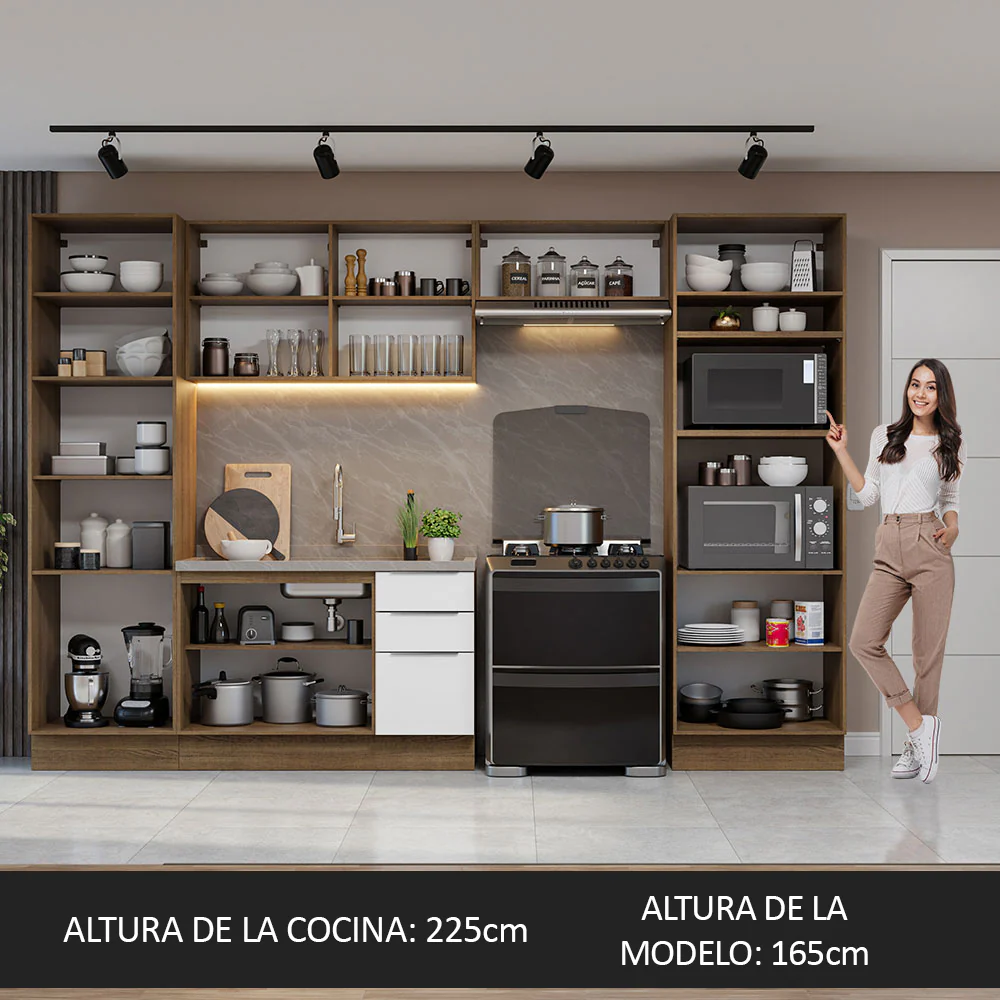 Combo Completo de Cocina 330 cm Marrón/Blanco Stella Madesa 02 - Image 5