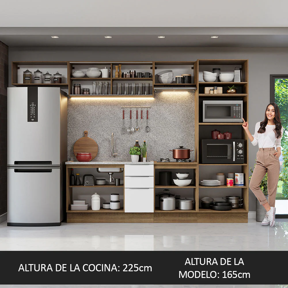 Combo Completo de Cocina 330 cm Marrón/Blanco Stella Madesa 04 - Image 5