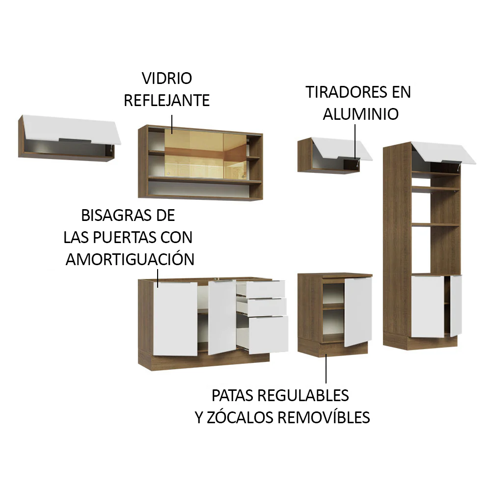 Combo Completo de Cocina 330 cm Marrón/Blanco Stella Madesa 06 - Image 4