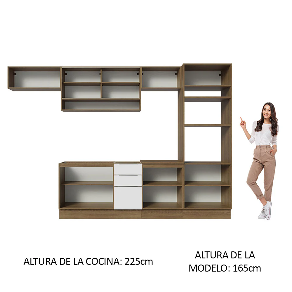 Combo Completo de Cocina 330 cm Marrón/Blanco Stella Madesa 06 - Image 5