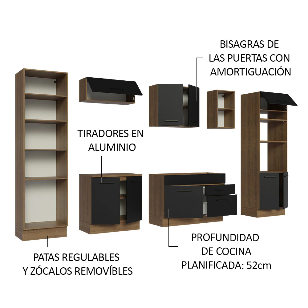 Combo Completo de Cocina 330 cm Marrón/Negro Agata Madesa 02 - Image 4