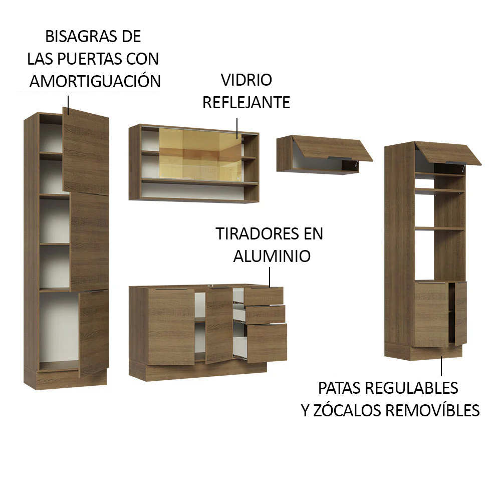 Combo Completo de Cocina 330 cm Marrón Stella Madesa 03 - Image 4
