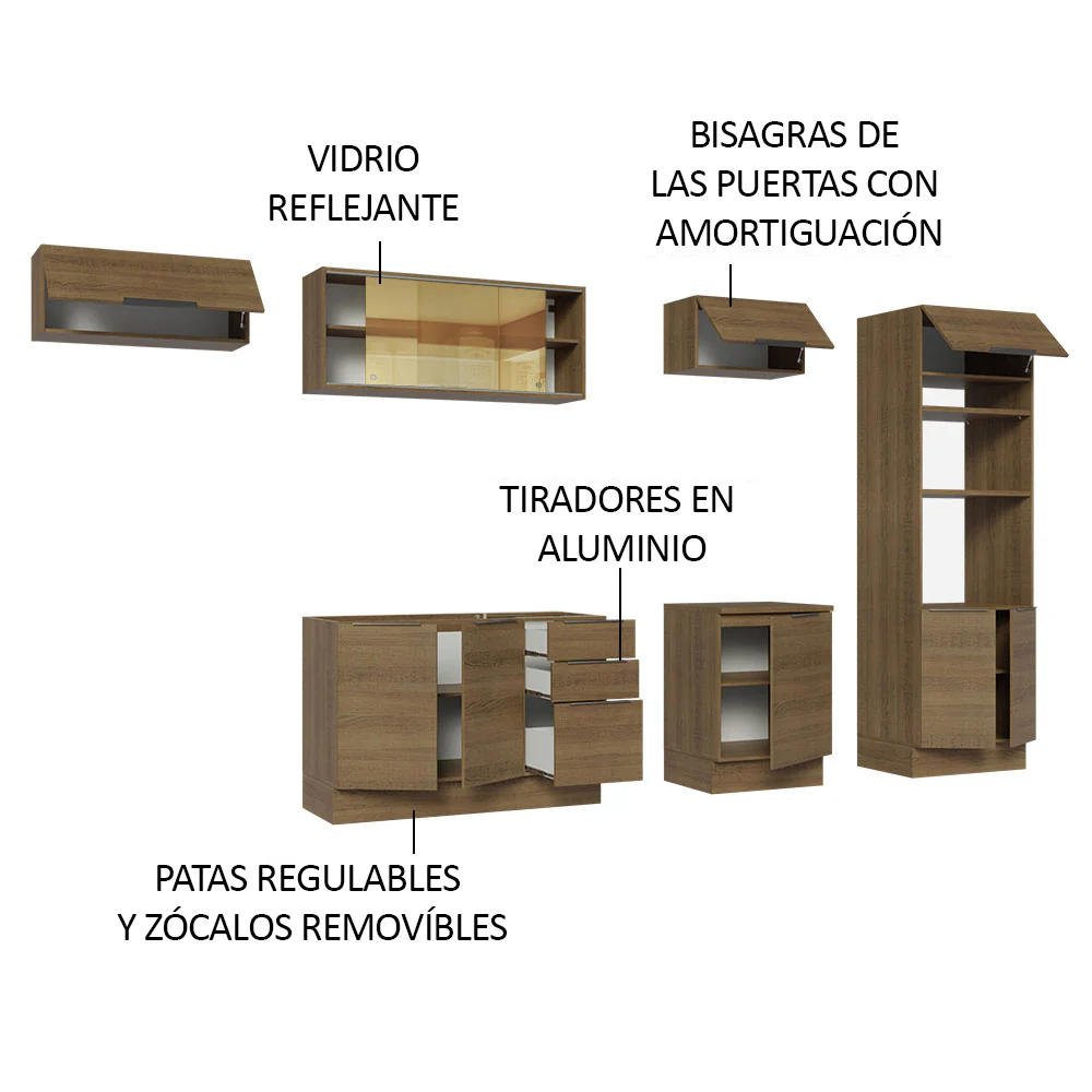 Combo Completo de Cocina 330 cm Marrón Stella Madesa 04 - Image 4
