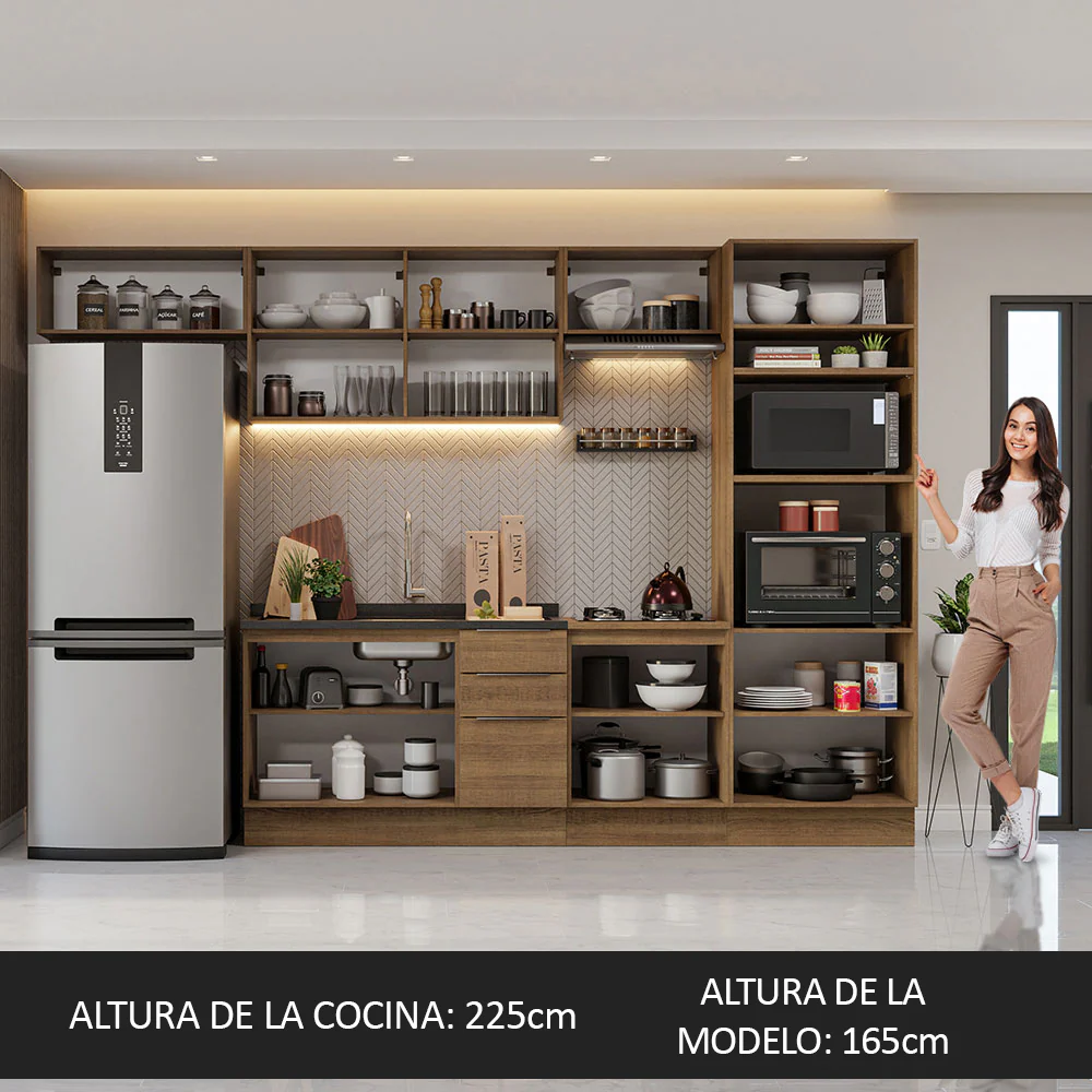 Combo Completo de Cocina 330 cm Marrón Stella Madesa 05 - Image 5