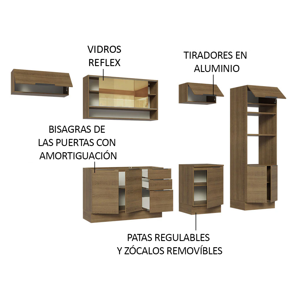 Combo Completo de Cocina 330 cm Marrón Stella Madesa 06 - Image 4