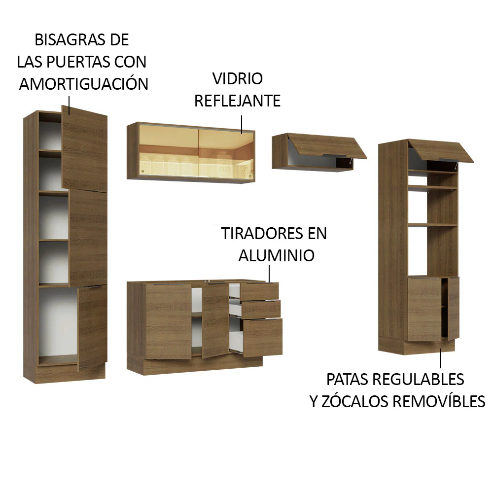 Combo Completo de Cocina 330 cm Marrón Stella Madesa 07 - Image 4
