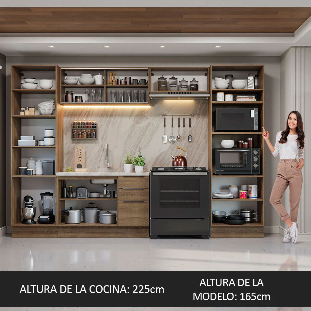 Combo Completo de Cocina 330 cm Marrón Stella Madesa 07 - Image 5
