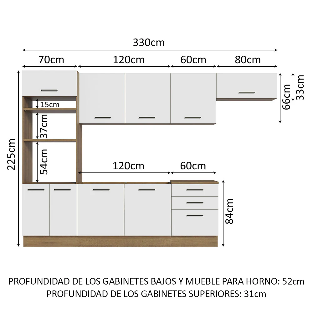 Combo completo de Cocina 330cm Marrón Blanco Agata 01 - Image 2