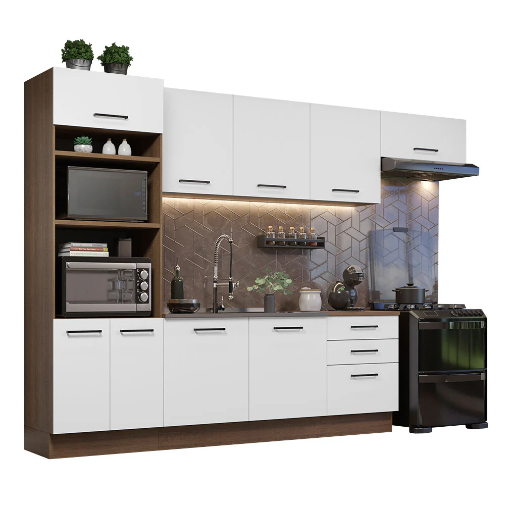 Combo completo de Cocina 330cm Marrón Blanco Agata 01 - Image 3