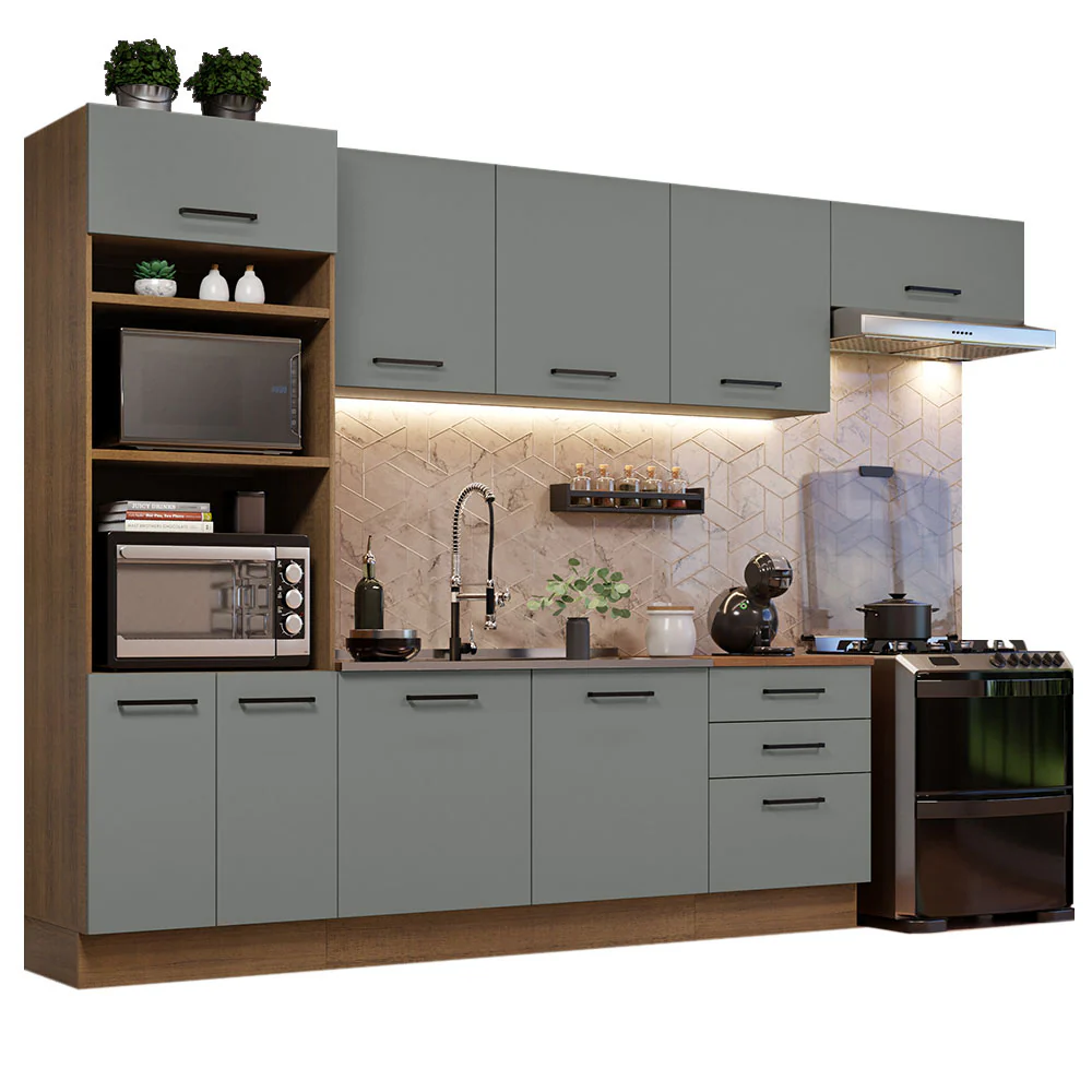 Combo completo de Cocina 330cm Marrón Gris Agata 01 - Image 3