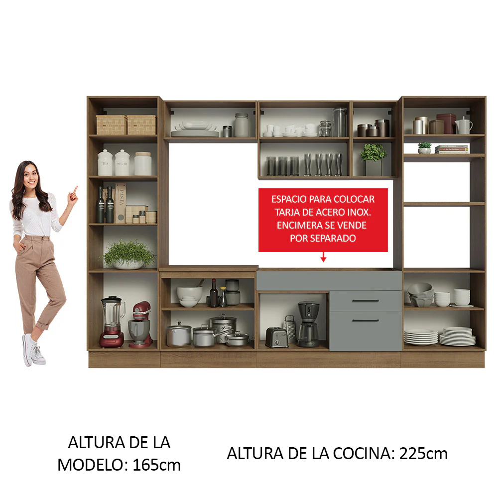 Combo completo de Cocina 330cm Marrón/Gris Agata Madesa 02 - Image 5