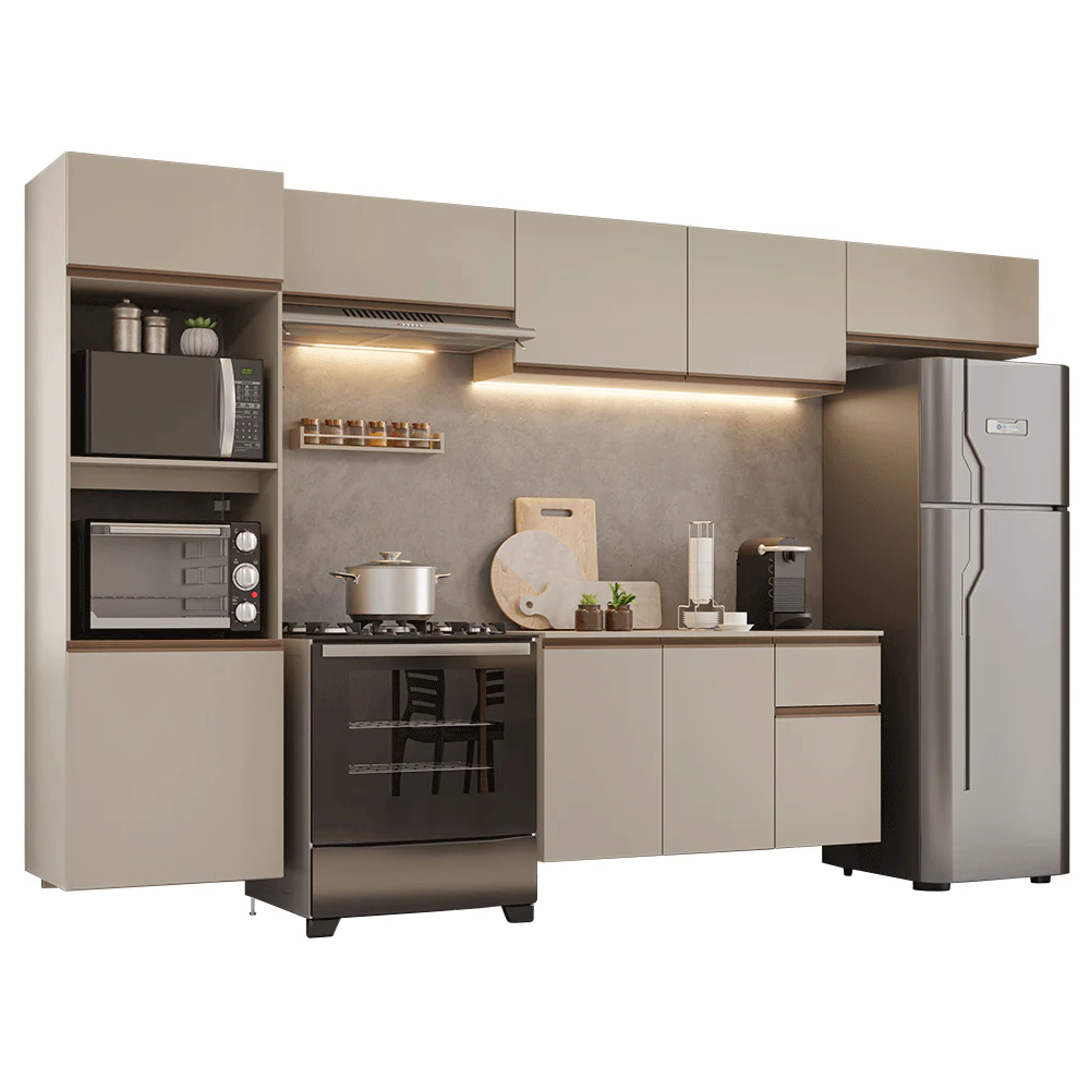 Combo completo de Cocina, 340 cm, Flotante, Crema Nice 02 - Image 3