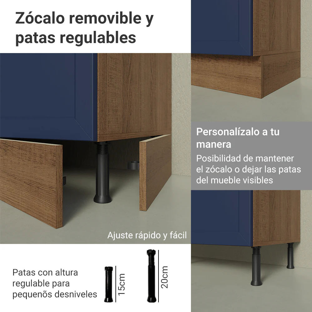 Combo completo de Cocina 340 cm Marrón/Azul Vik Madesa 01 - Image 9