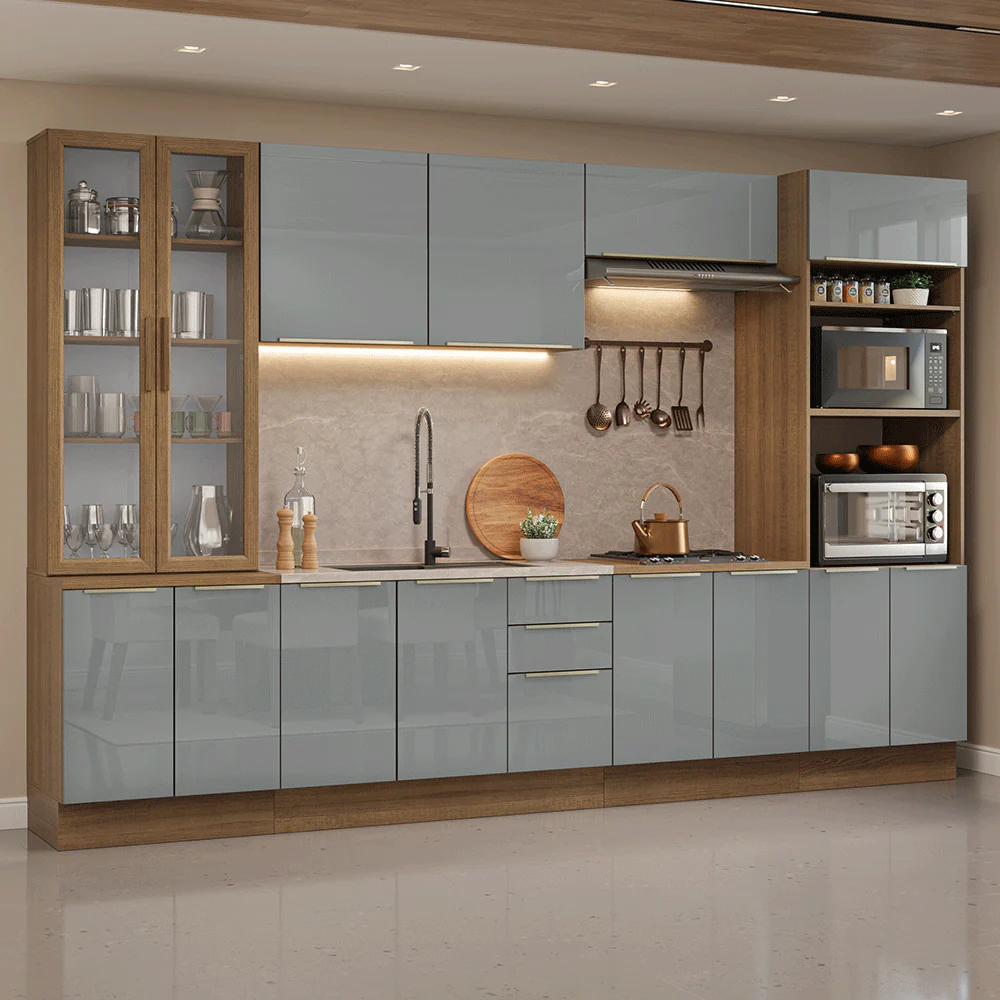 Combo completo de Cocina 340 cm Marrón/Gris Lux Madesa 03