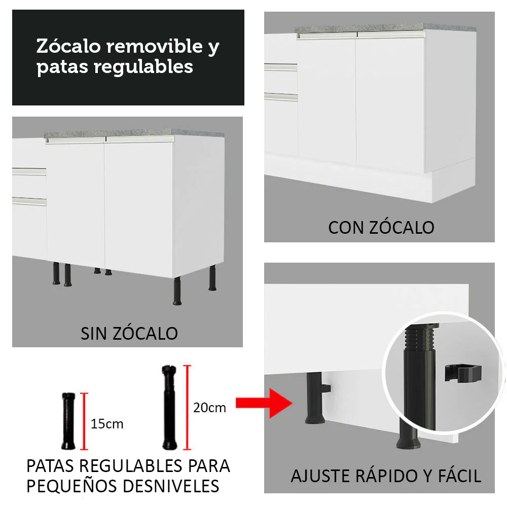Combo completo de Cocina Esquinera 349cm Blanco Glamy Madesa - Image 11