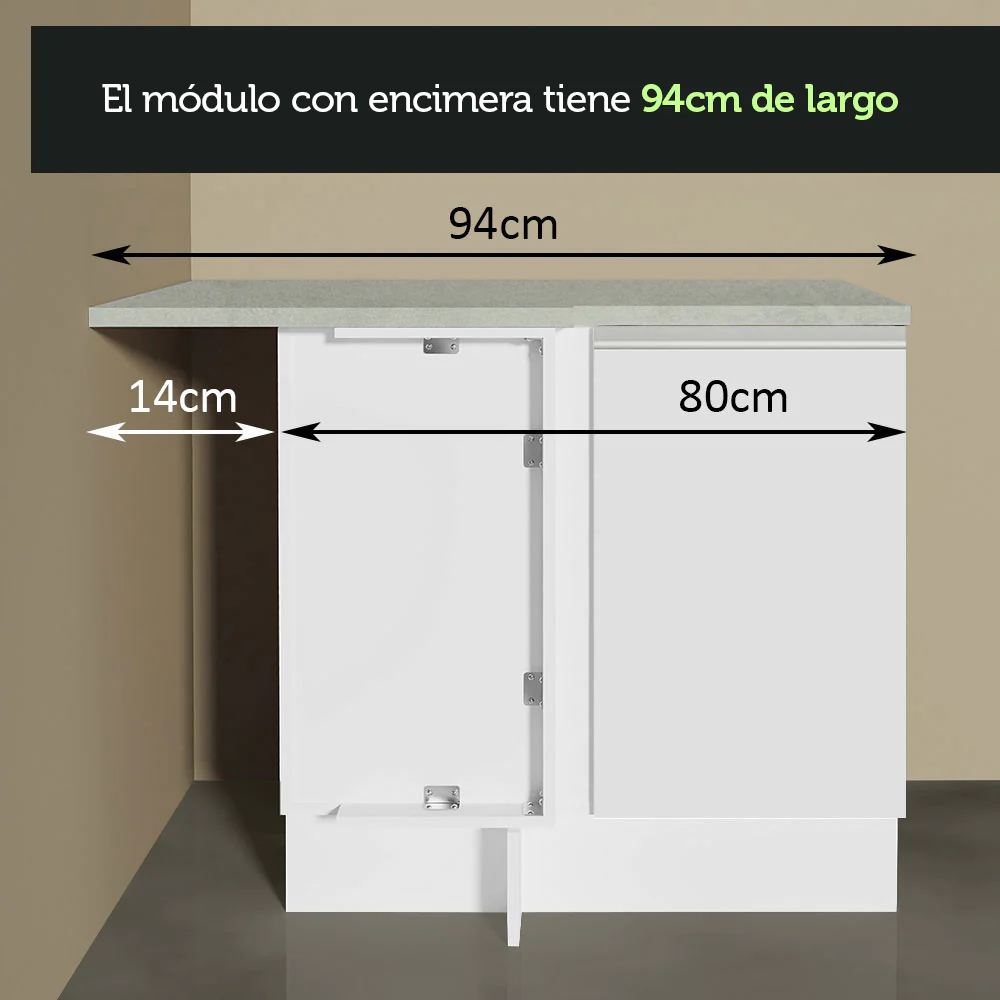 Combo completo de Cocina Esquinera 349cm Blanco Glamy Madesa - Image 9