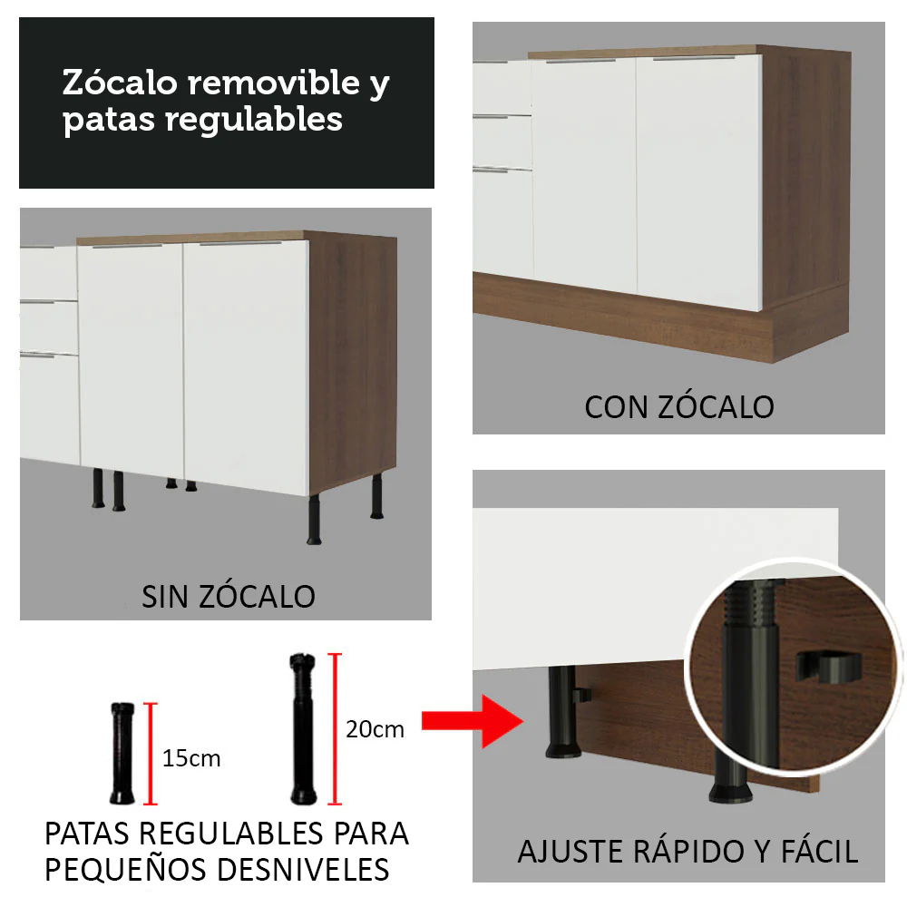 Combo Completo de Cocina 350 cm Marrón/Blanco Stella Madesa 01 - Image 10