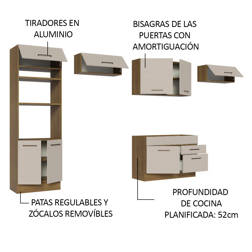 Combo completo de Cocina 350cm Marrón/Crema Agata Madesa 01 - Image 4