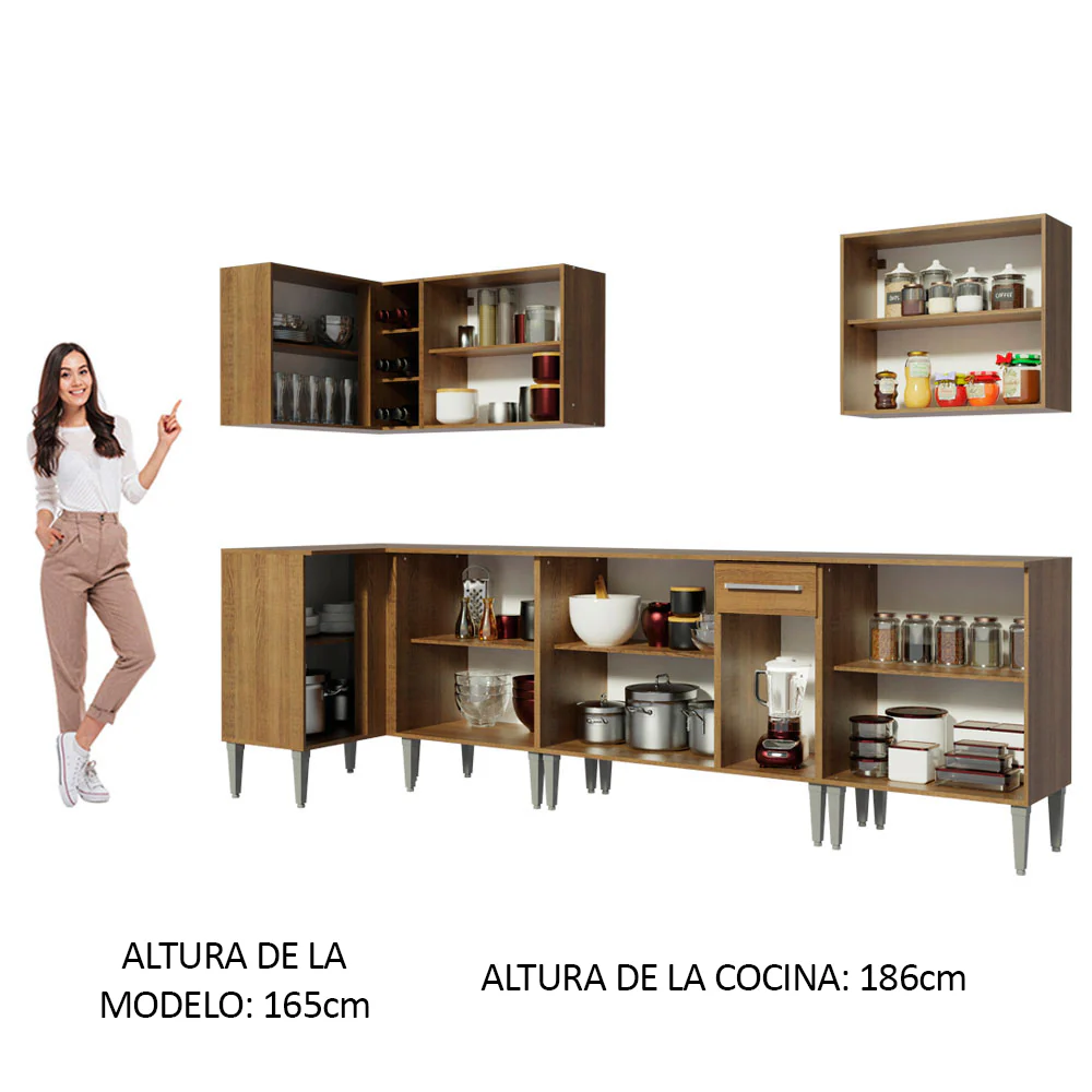 Combo completo de Cocina Esquinera 357cm Marrón Emilly Rock Madesa01 - Image 5