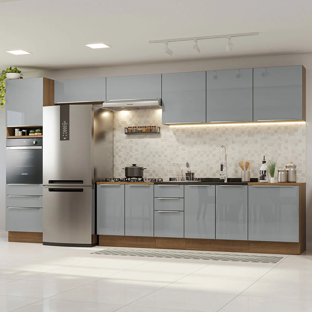 Combo completo de Cocina 400 cm Marrón/Gris Lux Madesa