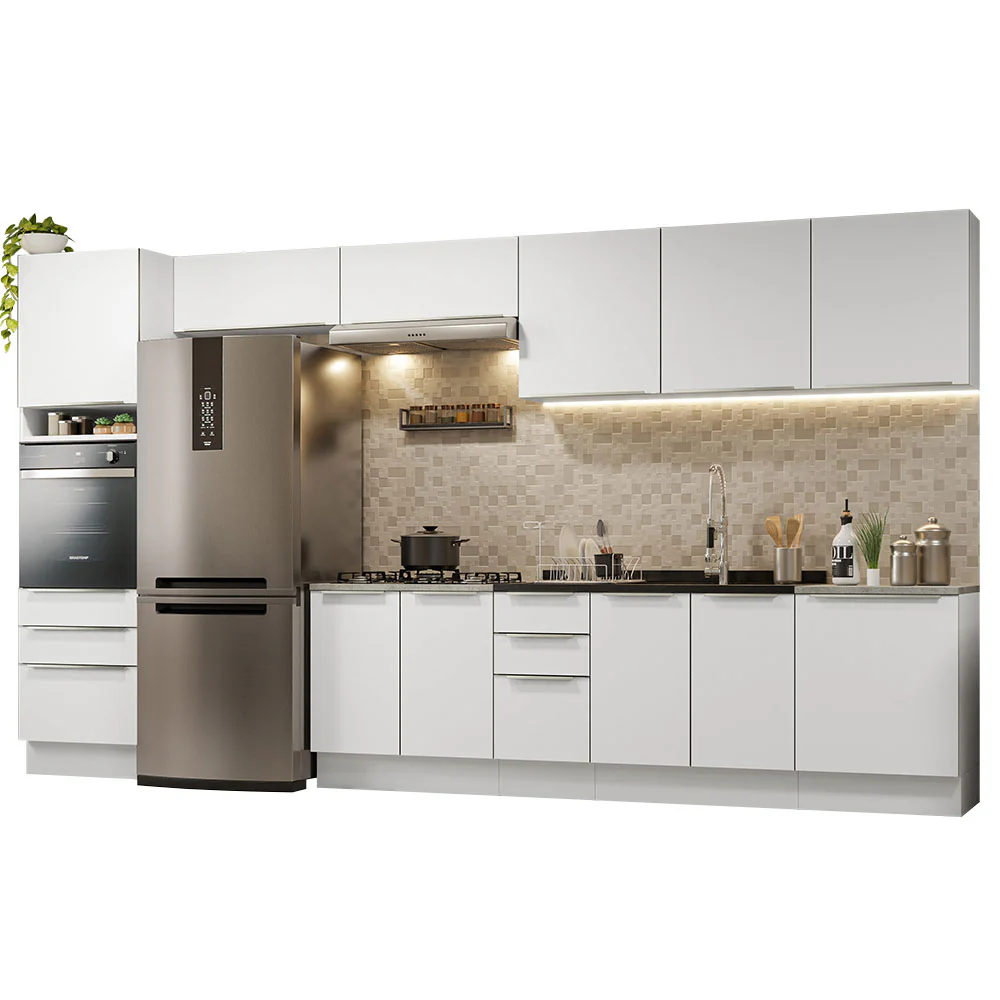 Combo Completo de Cocina 400 x 60 cm Blanco Aterciopelado Lux Madesa - Image 3