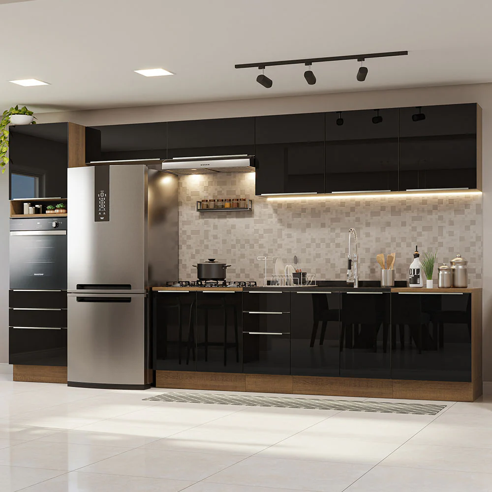 Combo completo de Cocina 400cm Marrón/Negro Lux da Thauane Madesa