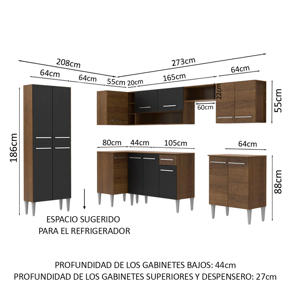 Combo completo de Cocina Esquinera 481cm Emilly Moon Madesa 01 - Image 2