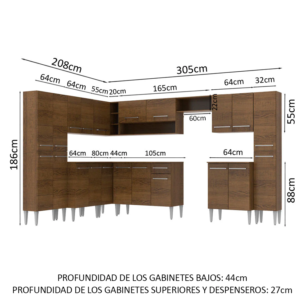 Combo completo de Cocina Esquinera 513cm Emilly Big Madesa 02 - Image 2