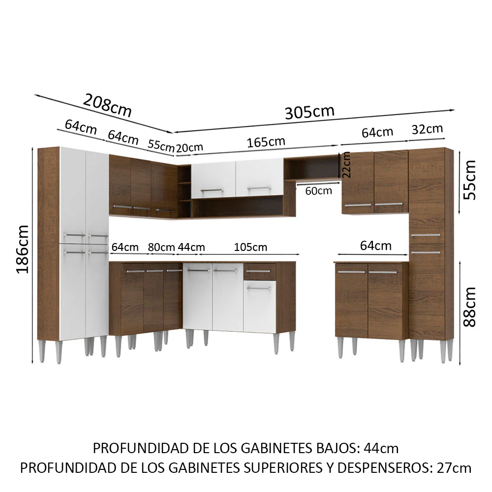 Combo completo de Cocina Esquinera 513cm Emilly Big Madesa 02 - Image 2