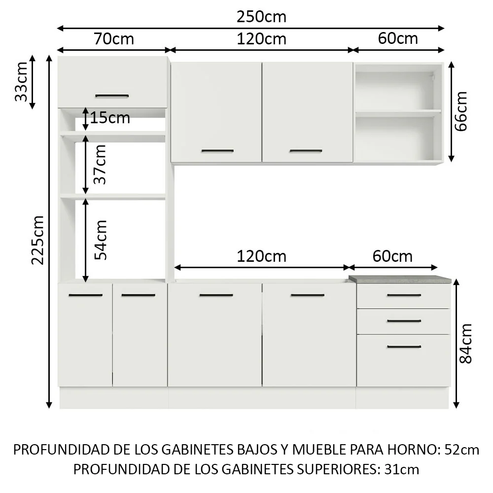Combo completo de Cocina Agata Madesa 250cm 01 - Image 2