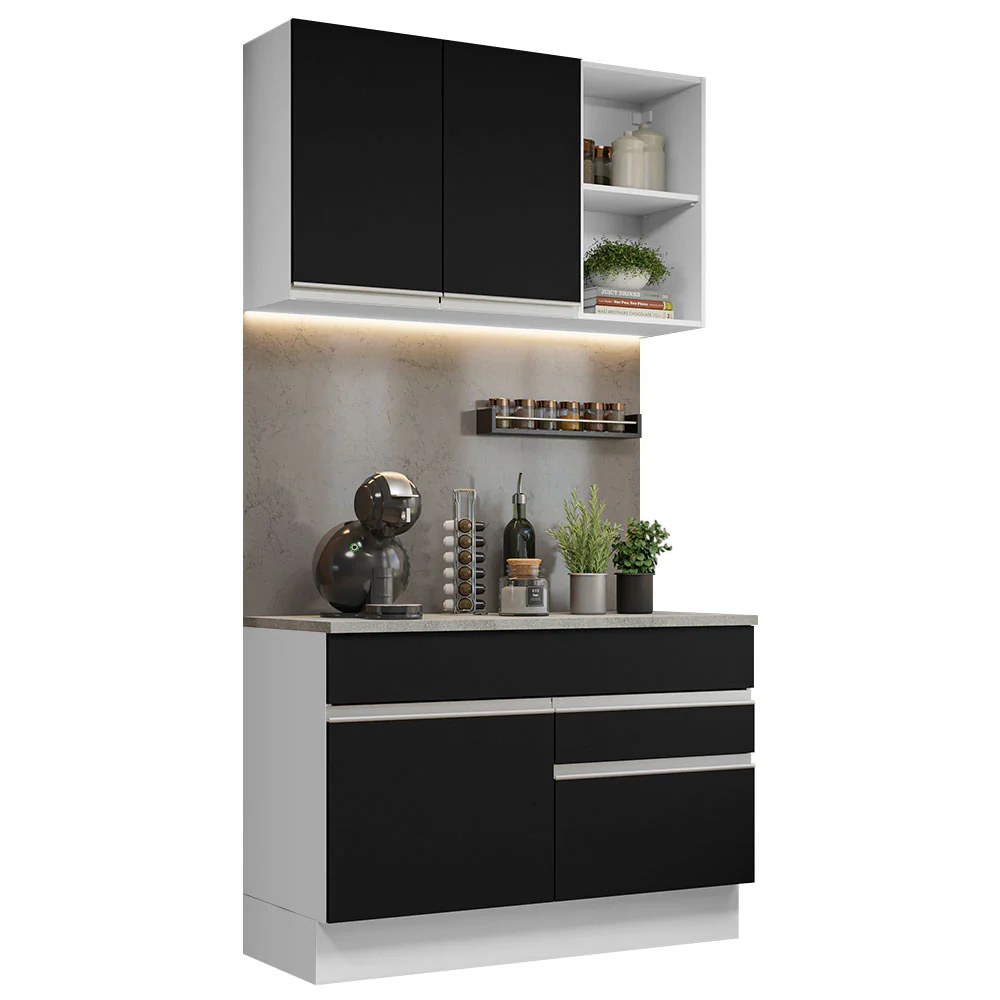 Combo de Cocina 120cm Glamy Madesa 08 Blanco/Negro - Image 3