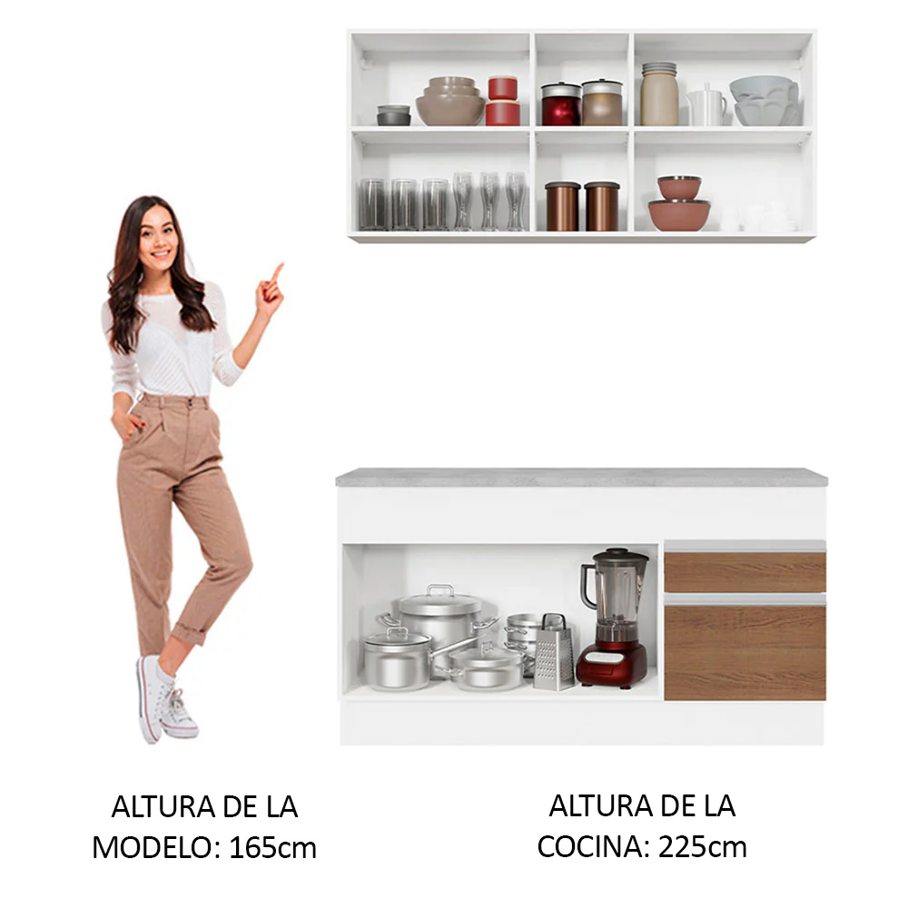 Combo de Cocina 150cm Glamy Madesa 01 Blanco/Marrón - Image 4